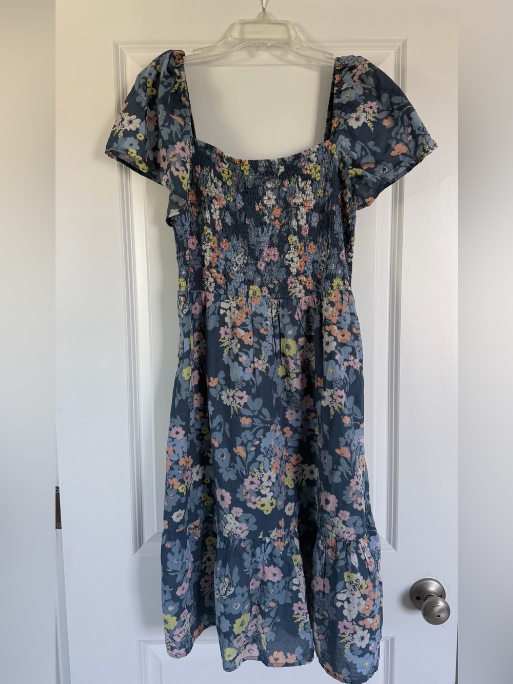 GAP Blue Floral Smocked Cotton Dress